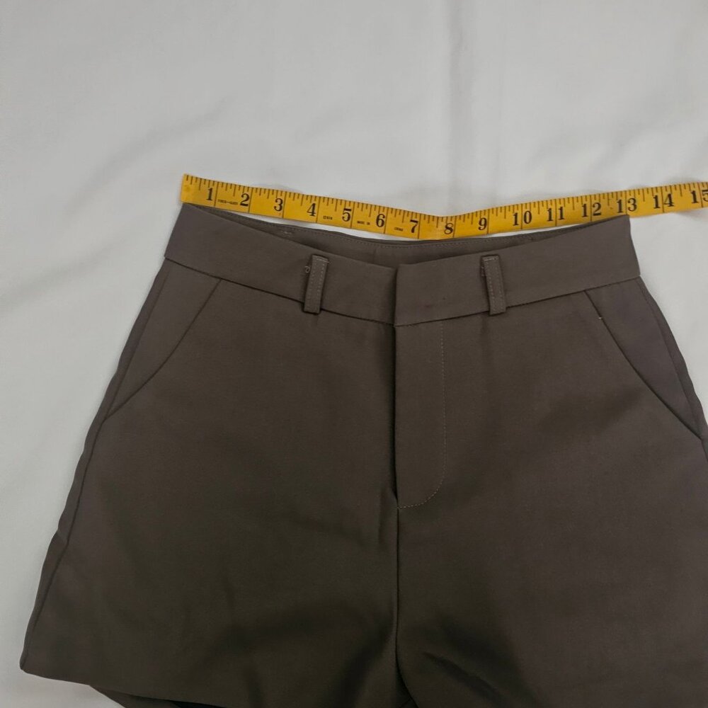 Women's Dark Brown Slant Front Pockets High-Waisted Tailored Shorts Size Medium - Picture 6 of 8
